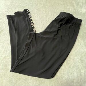 Joseph Ribkoff Lattice Hem Black Cropped Leggings